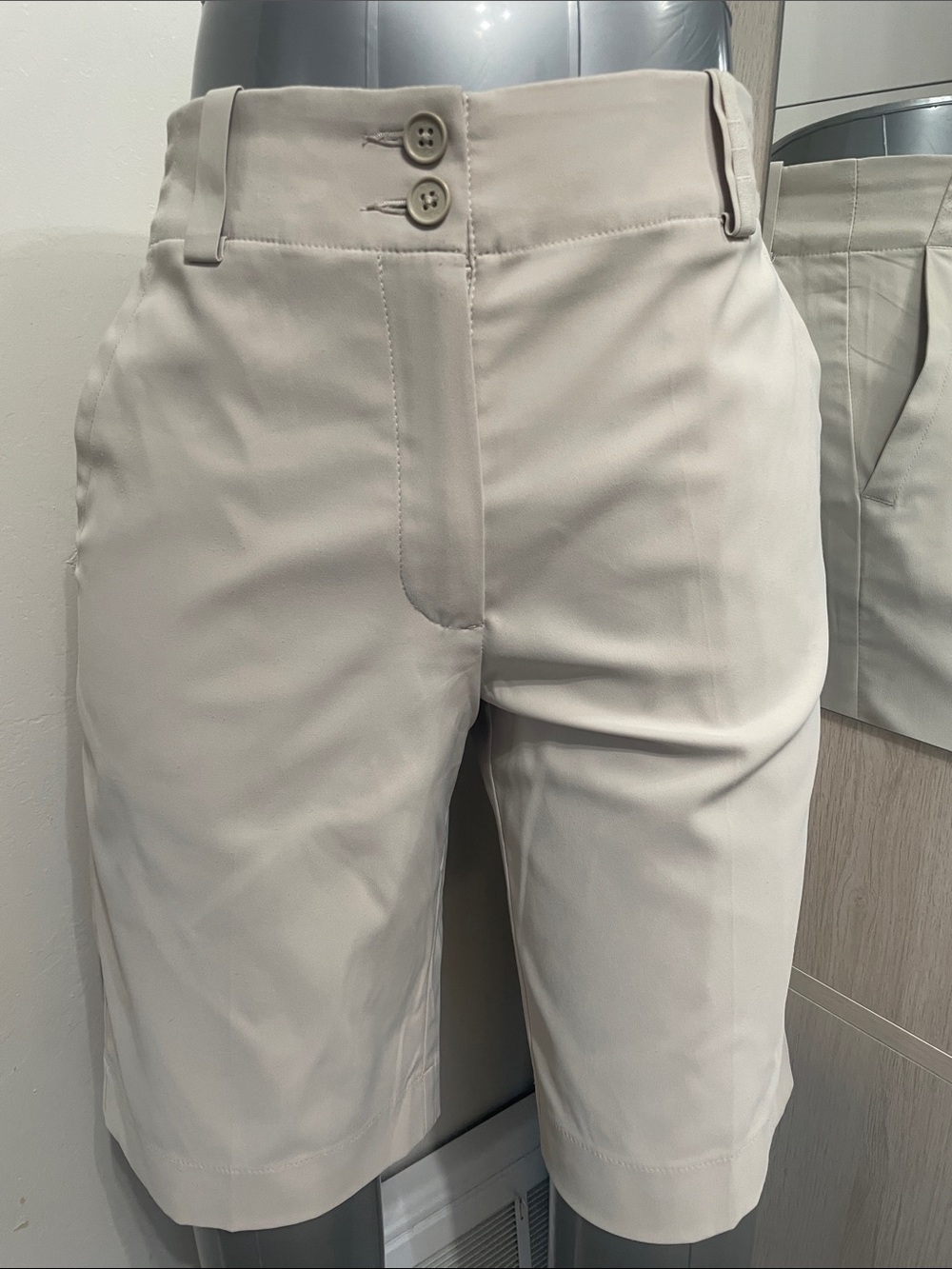 Women's Beige Tailored Bermuda Shorts